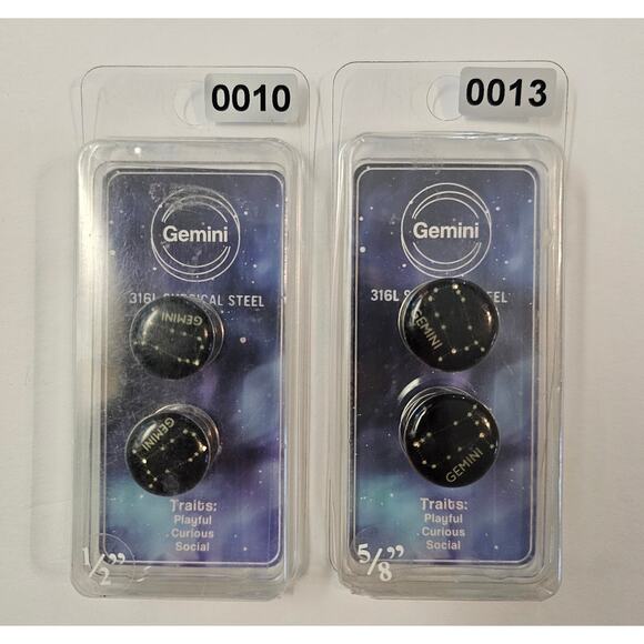 Mixed Zodiac Constellation Ear Jewelry Plug 316L Surgical Steel Bundle Lot of 7 - Picture 3 of 9